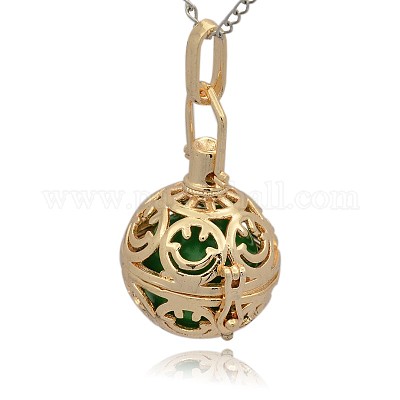 Золотой тон латунь полые круглые подвески KK-J216-13G-1