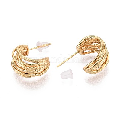 Латунь серьги EJEW-T048-14G-1