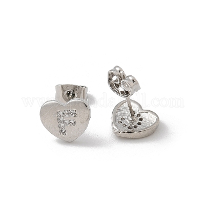 Серьги-гвоздики из латуни с микропаве из прозрачного кубического циркония EJEW-K299-01P-F-1