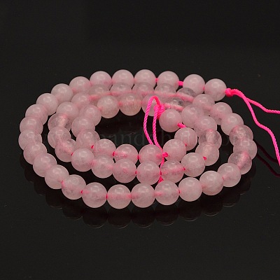 Круглый природных розовый кварц бисер пряди G-N0120-07-6mm-1