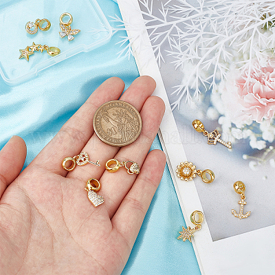 10 шт. 10 стильные латунные микро-паве прозрачные фианиты европейские подвески-подвески KK-BBC0001-93-1