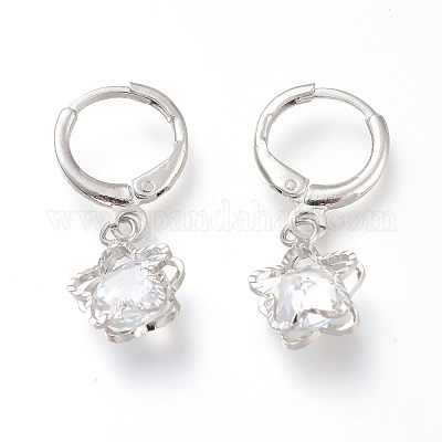 Латунные английском замке Серьги-кольца EJEW-Z003-04P-1