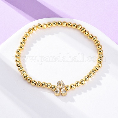 Латунные круглые бусины эластичные браслеты BJEW-A034-05G-1