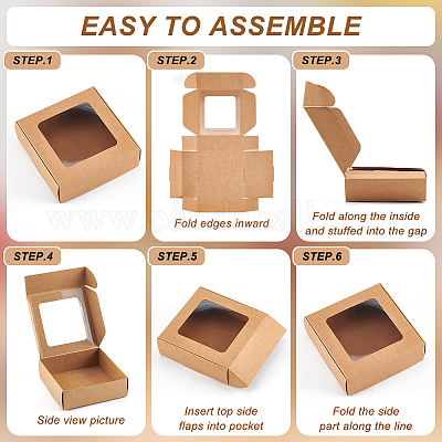 Подарочная коробка из крафт-бумаги с видимым окошком CON-WH0088-74B-1