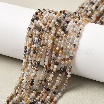 Нити бусин из натурального черного рутилированного кварца&nbsp;LS-G-RM241221-B24-1