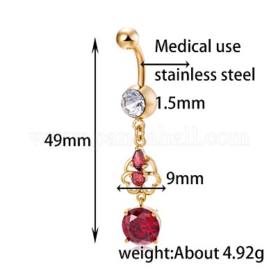 Латунное кольцо пупка с фианитом AJEW-EE0004-30C-1