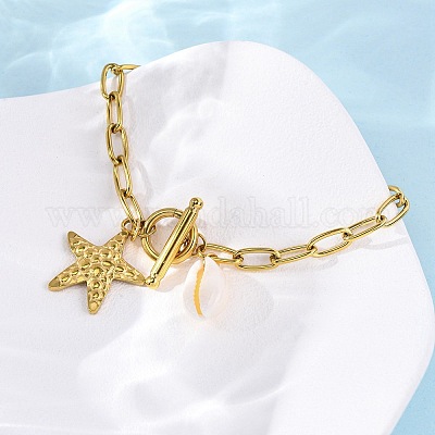 Браслеты с подвесками из нержавеющей стали 304 BJEW-L708-03G-1