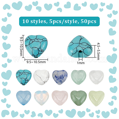 50шт 10 стиля бусины из натуральных и синтетических драгоценных камней G-PH0002-62-1