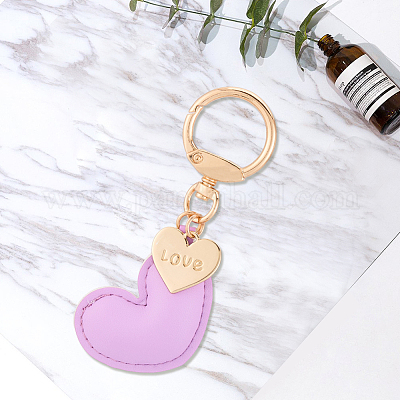 1шт брелок в форме сердца из искусственной кожи KEYC-CL0001-14B-1
