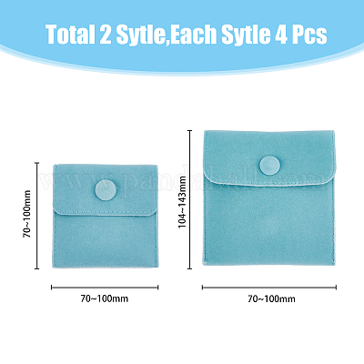 8шт 2 стильных квадратных бархатных мешочка для ювелирных изделий TP-HY0001-06B-1