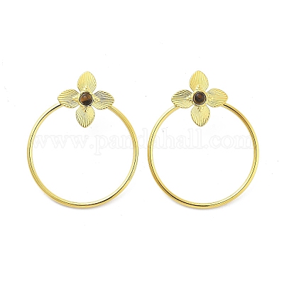 Серьги-гвоздики из нержавеющей стали 304 с натуральным тигровым глазом в стиле бохо EJEW-S244-01G-K-1