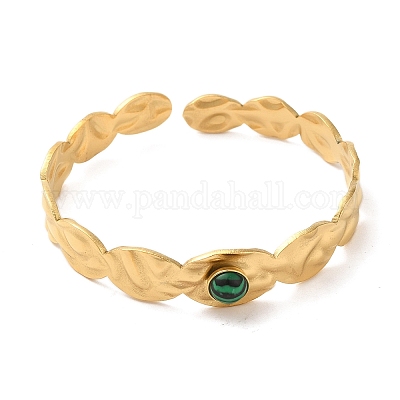 Браслеты-манжеты открытого типа из нержавеющей стали 304 BJEW-K230-02C-G-1