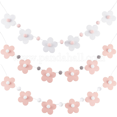 3 комплект двухцветных фетровых баннеров с цветами AJEW-CP0006-15-1