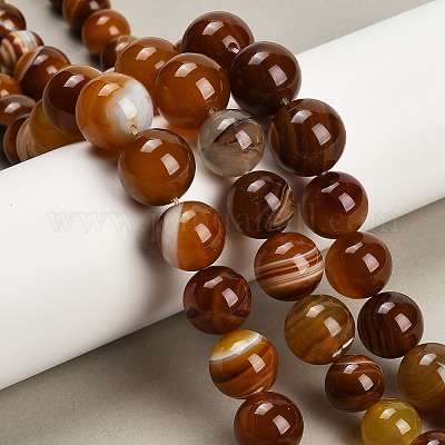 Нити из натуральных полосчатых бусин агата G-P589-A01-01B-1