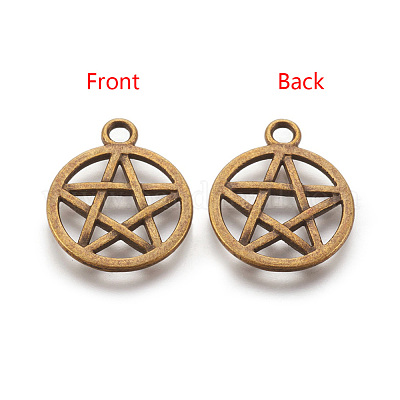 Плоский круглый сплав из тибетского стиля со звездными подвесками X-TIBEP-5248-AB-FF-1