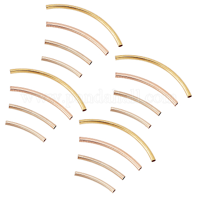 220 шт. 4 стиля латунные гладкие изогнутые трубчатые бусины KK-AR0004-49-1