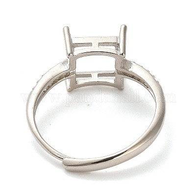 Квадратные латунные микропаве прозрачные кубические цирконии регулируемые кольца компоненты KK-NH0001-20P-1