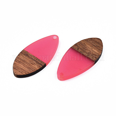 Подвески из прозрачной смолы и ореха RESI-N025-032-C06-1