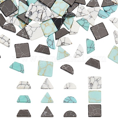 120 шт. 12 стиля синтетических бирюзовых кабошонов TURQ-AR0001-47-1