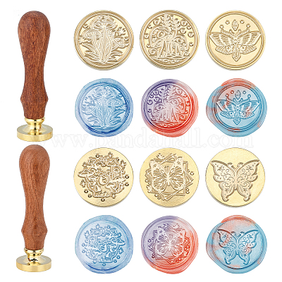 PandaHall Elite Wax Seal Stamp Set, 6pcs Sealing Wax Stamp Heads + Wooden  Handle for Invitations Cards Letters Envelopes(Feather, Butterfly, Maple  Leaf, Olive Branch, Dog Paws, Daisy Flower) 