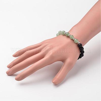 Браслеты-стрейч из натурального камня лавы BJEW-JB02293-1