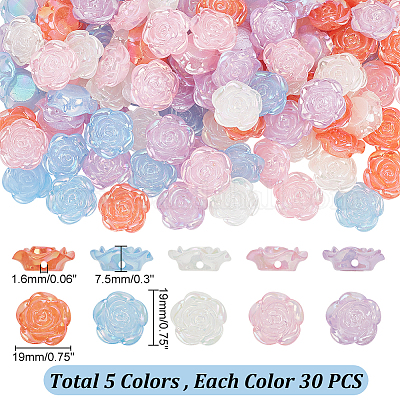 150шт 5 цвета пластиковые бусины KY-PH0001-67-1