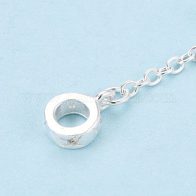 925 удлинитель цепочки из стерлингового серебра с микропаве из прозрачных кубических цирконий STER-N016-54S-1