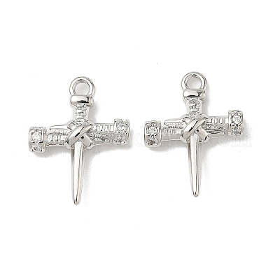 Латунные микропаве прозрачные подвески с фианитом KK-L254-12P-1