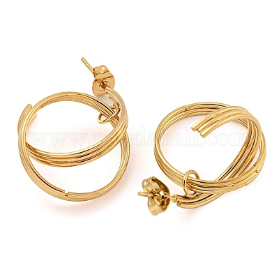 Серьги-гвоздики из нержавеющей стали 202 с вакуумным покрытием PVD EJEW-H003-26G-1