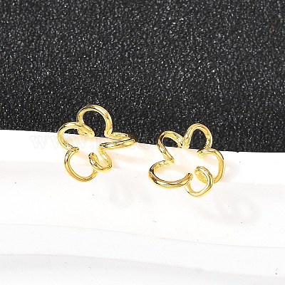 Полые серьги-гвоздики из стерлингового серебра с цветком 925 EJEW-S271-03G-1