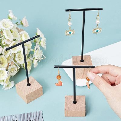 Наборы дисплеев для серег из железа и дерева EDIS-WH0016-03-1