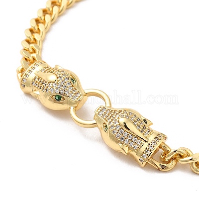 Кубический цирконий браслет с двойным звеном kylin с латунными цепями для мужчин и женщин KK-H434-08G-1