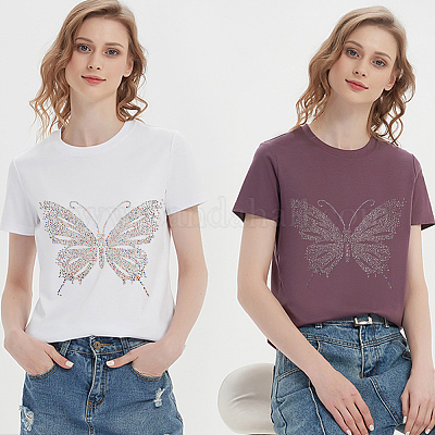 4 лист 2 цвета бабочка горячая фиксация стразы DIY-WR0003-89-1