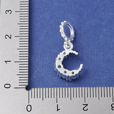 Латунные микро-паве прозрачные кубические цирконии полумесяц европейские подвески KK-A236-20S-1