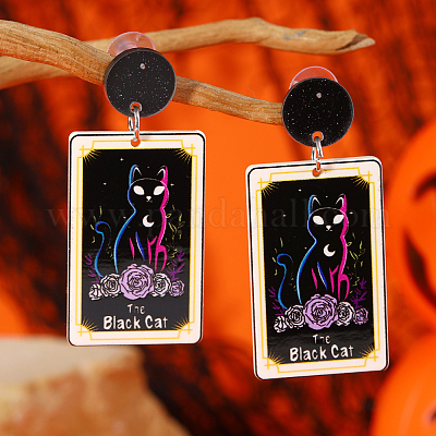 Крутая башня с принтом Хэллоуина двухсторонние акриловые серьги-гвоздики с подвесками MP9390-1-1