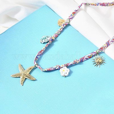 Женские ожерелья с подвеской в виде морской звезды NJEW-A063-08G-1