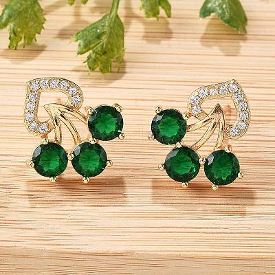 Серьги-гвоздики из латуни с микропаве из прозрачных кубических цирконий для женщин EJEW-G428-18G-01-1