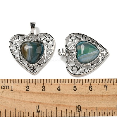 Подвески в виде сердца любви персикового цвета с полосками из натурального агата G-G158-01Y-1