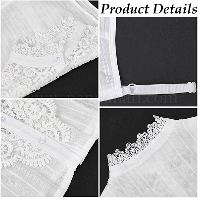 Съемная хлопковая рубашка женская накладной воротник AJEW-WH20054-049B-1