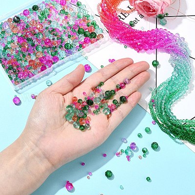 6 стиль градиент цвета прозрачные окрашенные стеклянные бусины нити DGLA-YW0001-28A-1