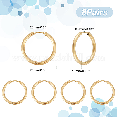 8 пара серег-колец Huggie Hoop из нержавеющей стали 304 с ионным покрытием (IP) EJEW-UN0002-39-1