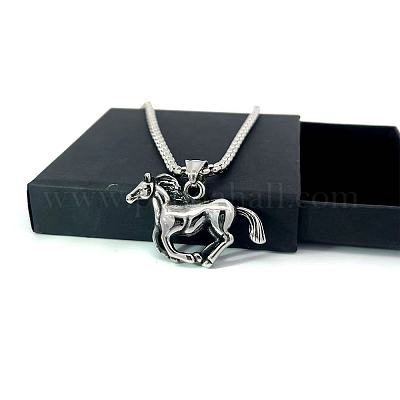 Ожерелья из нержавеющей стали с подвеской в виде бегущей лошади для мужчин UC4254-1