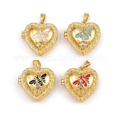 Латунь эмаль Locket подвески KK-P335-09G-1