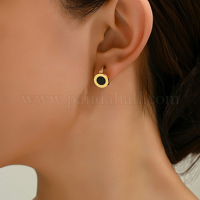 Плоские круглые серьги-кольца из нержавеющей стали PH9939-1