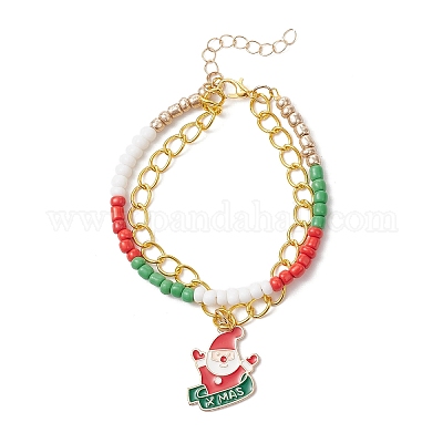 6шт 6 стиля рождественский сплав эмалированный многорядный браслет для женщин BJEW-JB12078-1