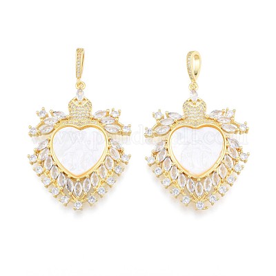 Большие кулоны из латуни с микропейвом и прозрачным фианитом KK-N227-130-1