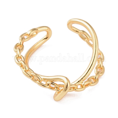 Кольцо из латуни с открытой манжетой RJEW-R143-01B-G-1