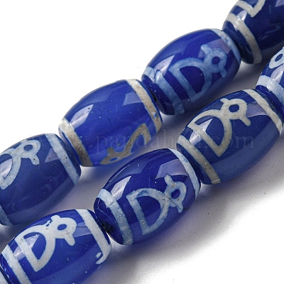 Нити синих бусин дзи в тибетском стиле TDZI-NH0001-C10-01-1