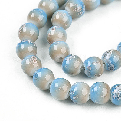 Выпечка окрашенные стеклянные бусины пряди DGLA-N008-8mm-06-1