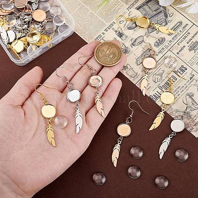 Набор для изготовления висячих сережек из нержавеющей стали в форме купола и пера своими руками EJEW-AR00001-1